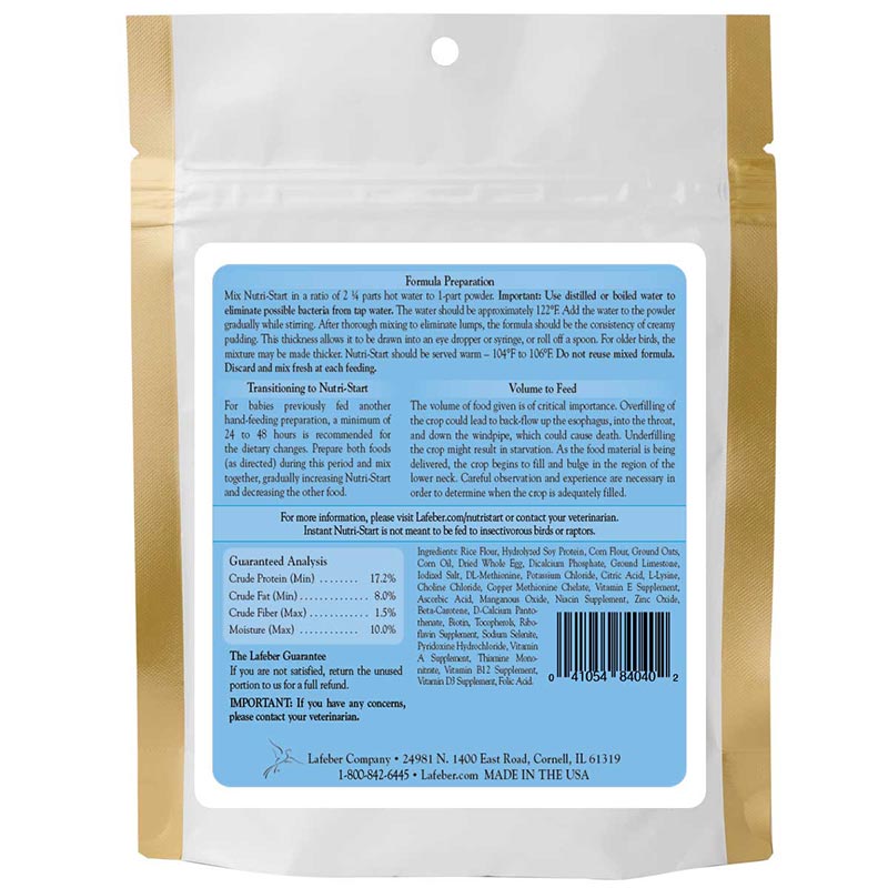 Nutri-Start Baby Bird Food for Conures and Cockatiels