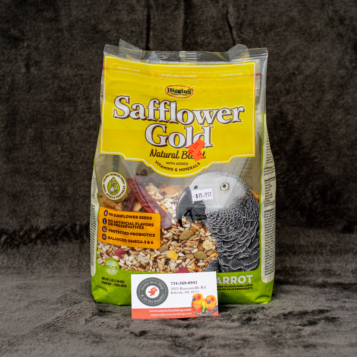 Higgins Safflower Gold Natural Blend Parrot Food 3LB Exotic Bird Shop